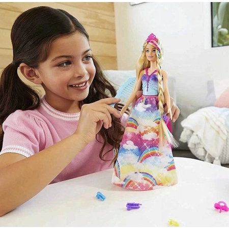 Lalka Barbie Księżniczka Zakręcone Pasemka GTG00